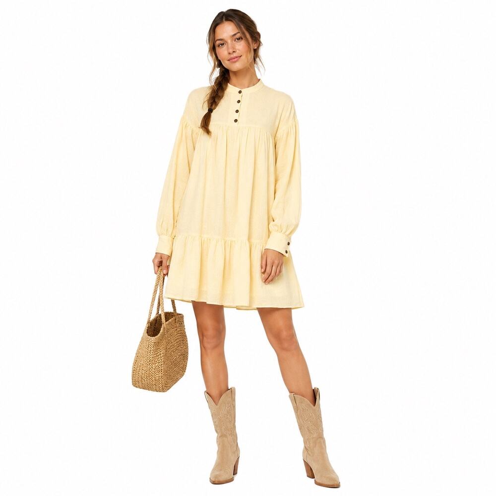Pamela Love x RTR (Rent The Runway) Yellow Eyelet Dress Women's Size M Cottage